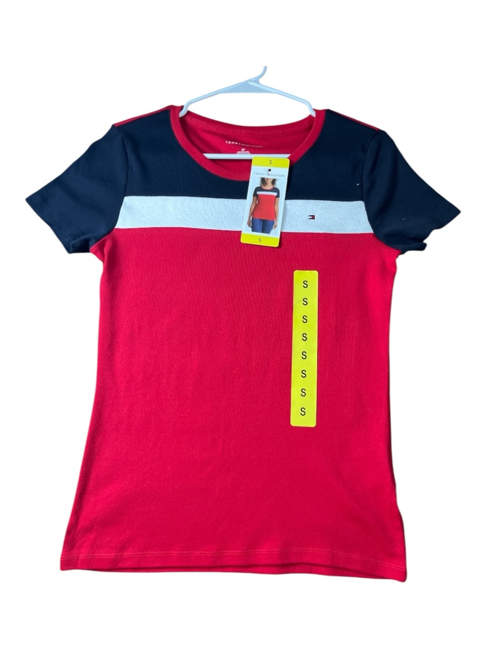 NWT Tommy Hilfiger Colorblock Heritage Tee Top Red White Blue Size S